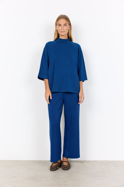 SOYACONCEPT 3/4 Sleeve High Neck Top in Blue