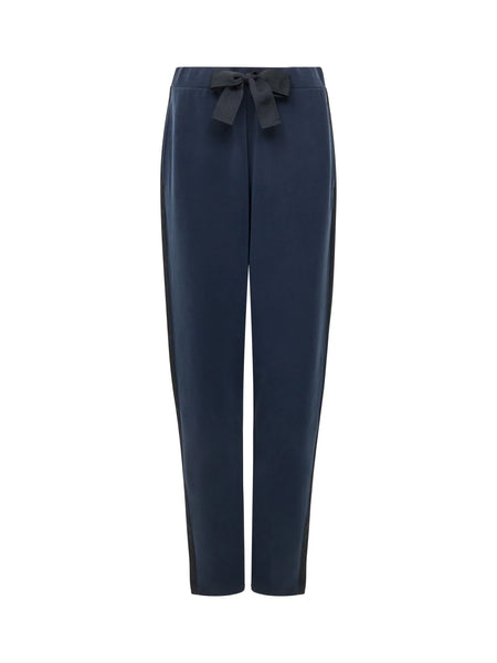 French Connection Wren Side Trim Tie Waist Trousers in Navy