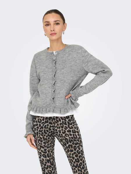 JDY Frill Cardigan in Grey