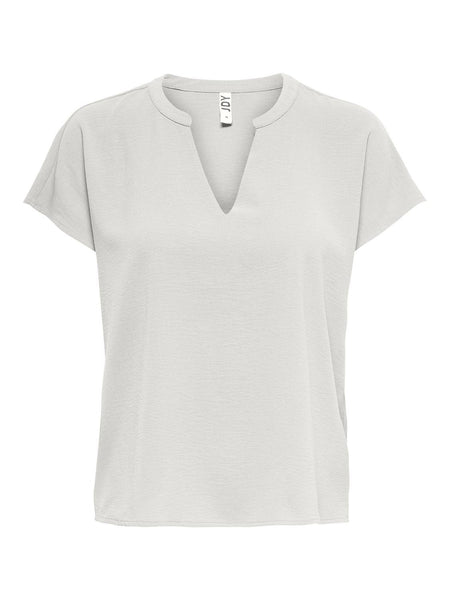 JDY Short Sleeve V-Neck Top in White