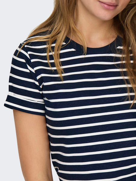 JDY Striped T-Shirt Dress in Navy