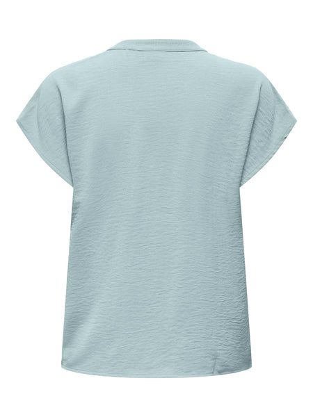 JDY Short Sleeve V-Neck Top in Mint Green