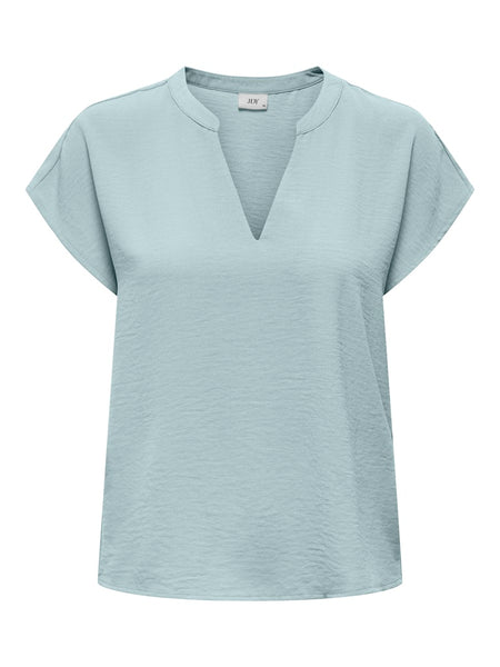 JDY Short Sleeve V-Neck Top in Mint Green