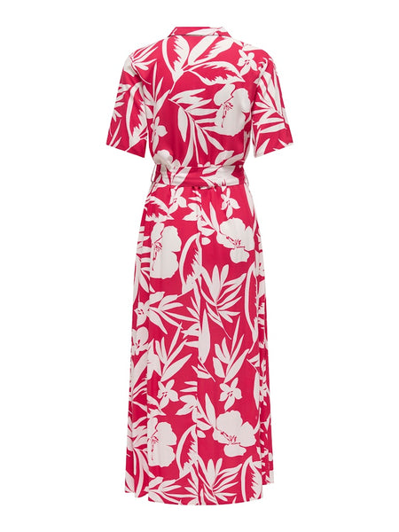 JDY Floral Short Sleeve Shirt Dress in Pink