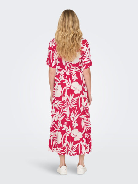 JDY Floral Short Sleeve Shirt Dress in Pink