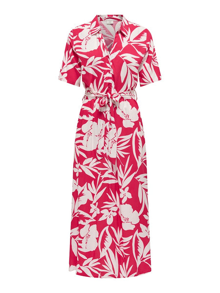 JDY Floral Short Sleeve Shirt Dress in Pink