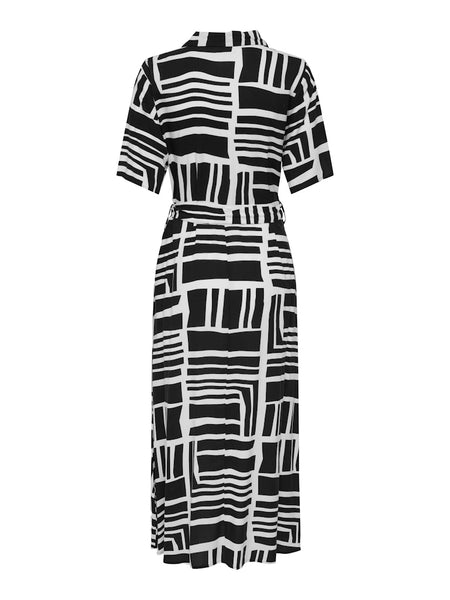 JDY Striped Pattern Short Sleeve Shirt Dress in Navy