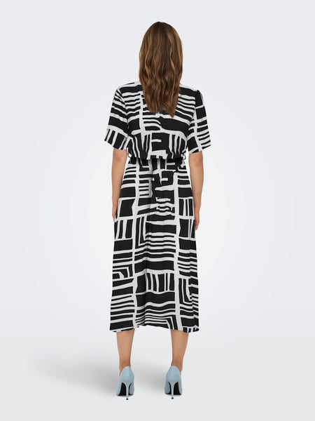 JDY Striped Pattern Short Sleeve Shirt Dress in Navy