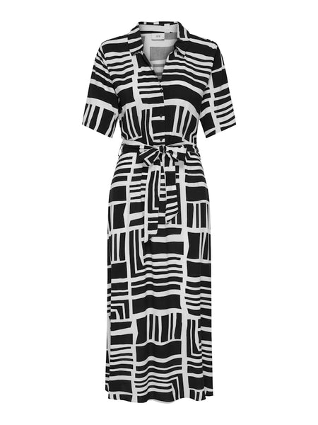 JDY Striped Pattern Short Sleeve Shirt Dress in Navy