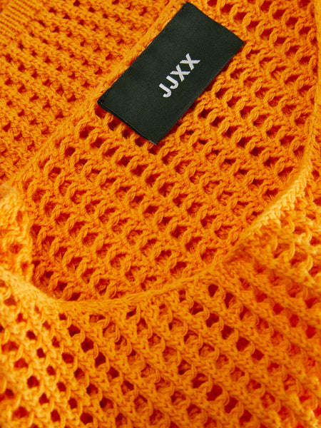 JJXX Cropped Boat Neck Knit Jumper in Orange