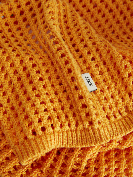 JJXX Cropped Boat Neck Knit Jumper in Orange