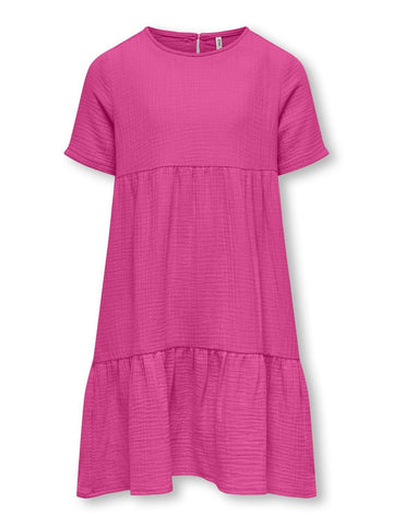 Kids Only Short Sleeve Layered Dress in Pink