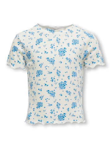 Kids Only Floral Ribbed T-Shirt in White