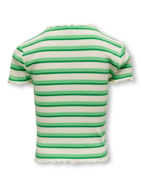 Kids Only Striped Ribbed T-Shirt in Green