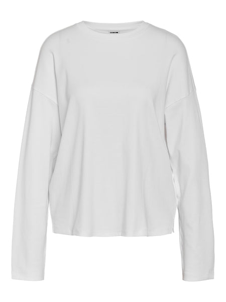 NOISY MAY Long Sleeve Top in White