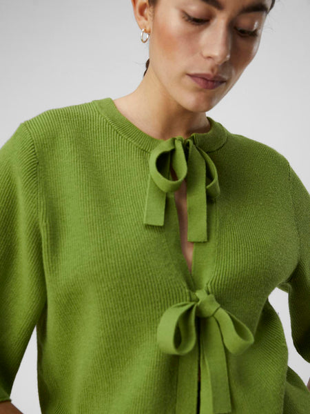 Object 2/4 Sleeve Short Knit Cardigan in Green