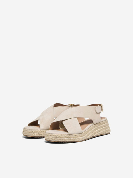 Only Cross Strap Wedge in Beige