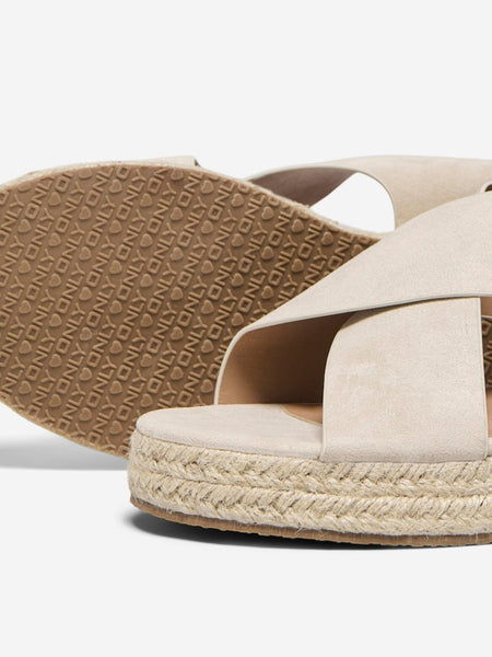 Only Cross Strap Wedge in Beige
