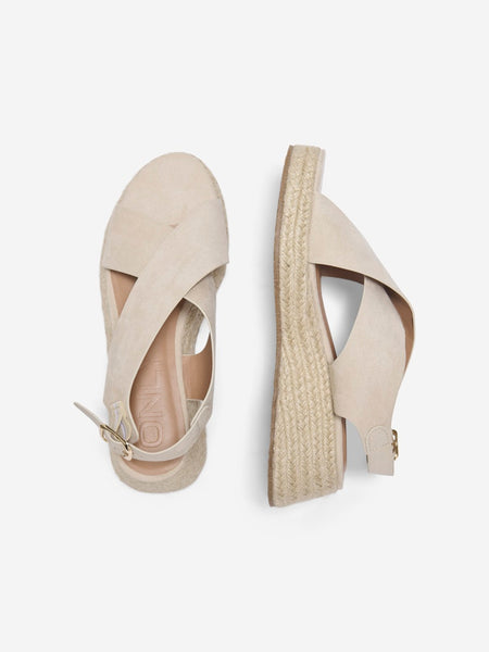 Only Cross Strap Wedge in Beige