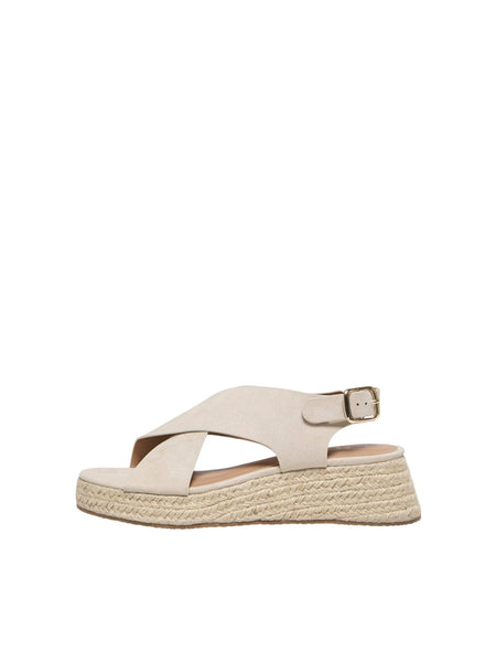 Only Cross Strap Wedge in Beige