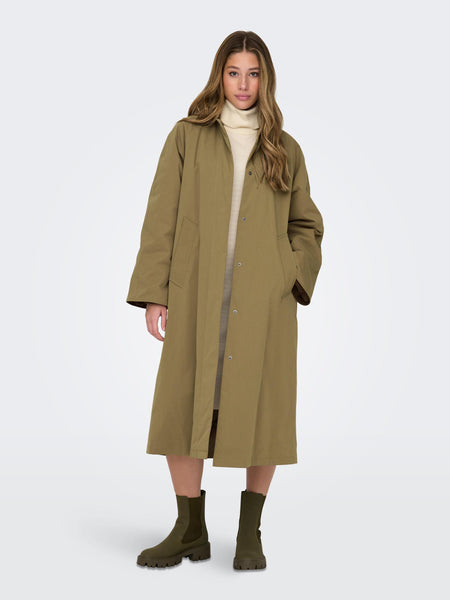 Only Cord Detail Trench Coat in Brown