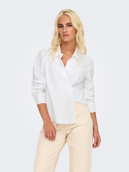 Only Long Sleeve Wrap Shirt in White