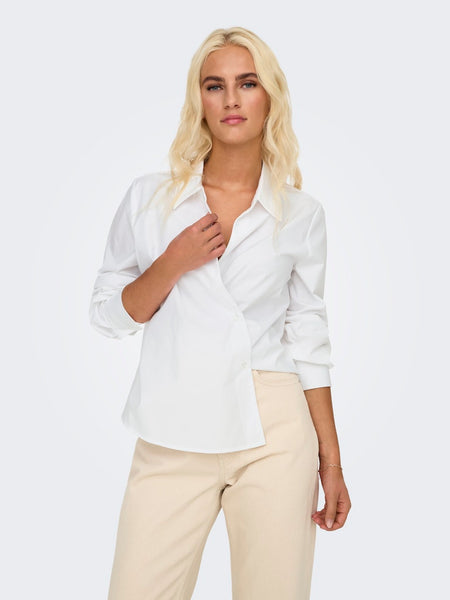 Only Long Sleeve Wrap Shirt in White
