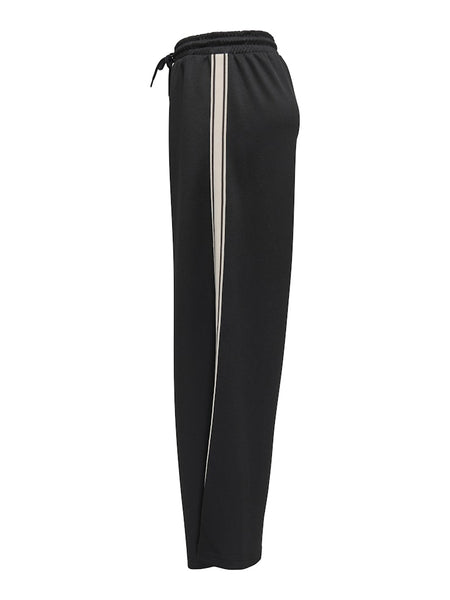 ONLY Side Stripe Wide Leg Joggers in Black