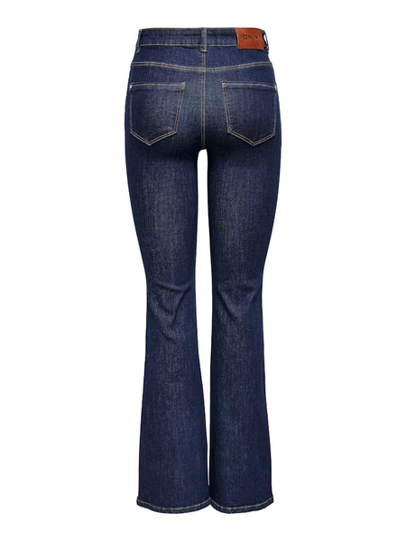 Only High Waist Flared Jeans in Dark Blue