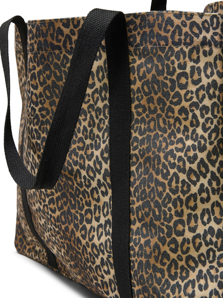 Only Leopard Print Beach Tote Bag in Brown
