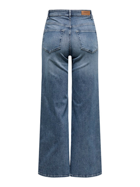 Only High Waisted Wide Leg Jeans in Special Blue