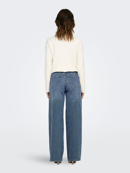 Only High Waisted Wide Leg Jeans in Special Blue