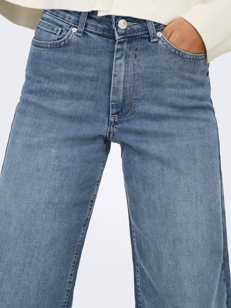 Only High Waisted Wide Leg Jeans in Special Blue