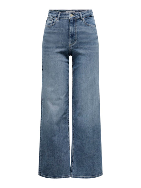 Only High Waisted Wide Leg Jeans in Special Blue