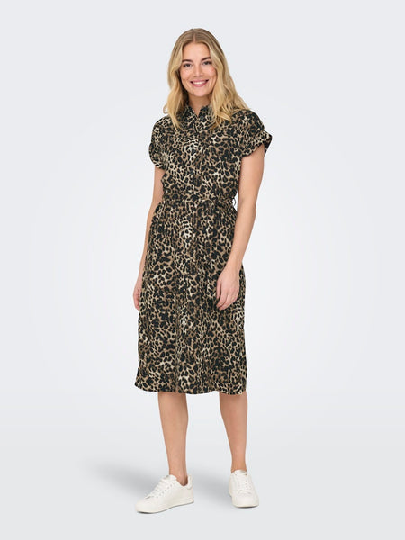ONLY Leopard Print Short Sleeve Shirt Dress