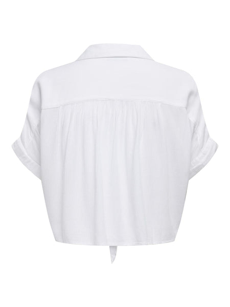 Only Short Sleeve Tie Shirt in White