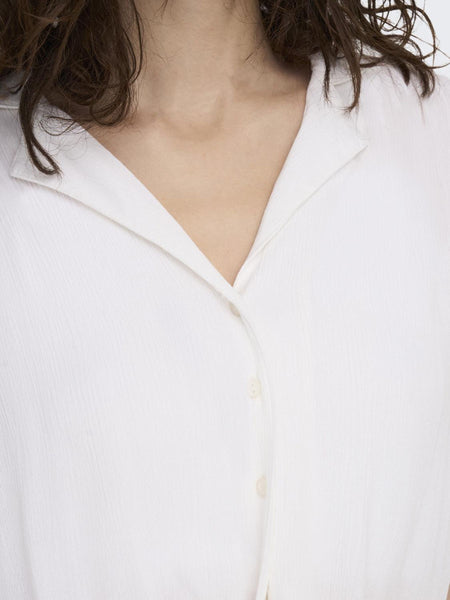 Only Short Sleeve Tie Shirt in White