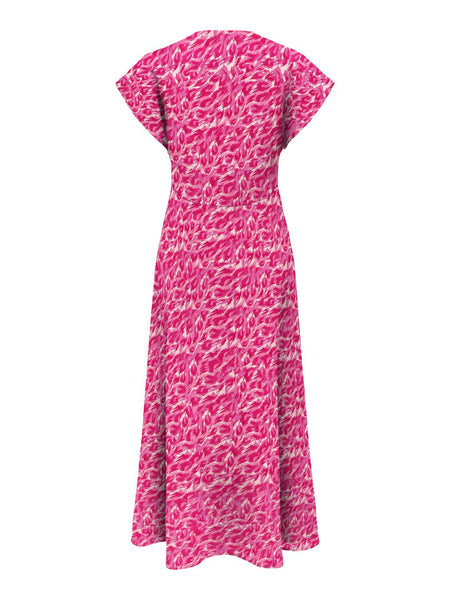 Only Patterned Short Sleeve Maxi Dress in Pink