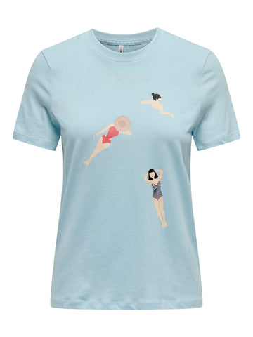 Only Printed Swim T-Shirt in Blue