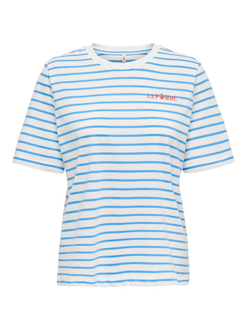 Only Striped "LA POMME" T-Shirt in White