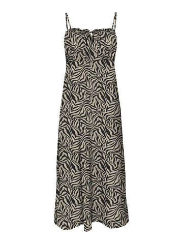 Only Zebra Print Sleeveless Midi Dress in Brown