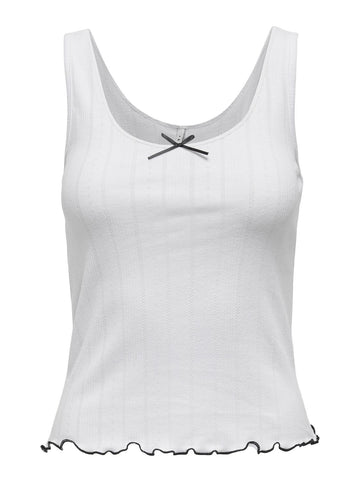 Only Bow Detail Tank Top in White