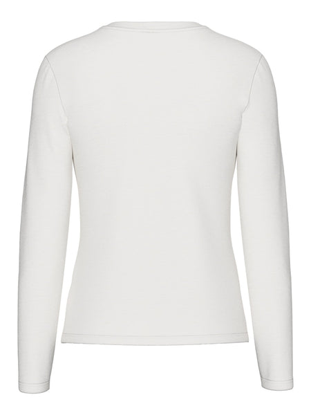 PIECES Long Sleeve O-Neck Top in White