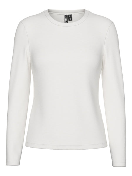 PIECES Long Sleeve O-Neck Top in White