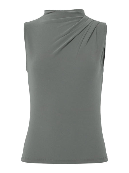 PIECES Sleeveless Draped Top in Green