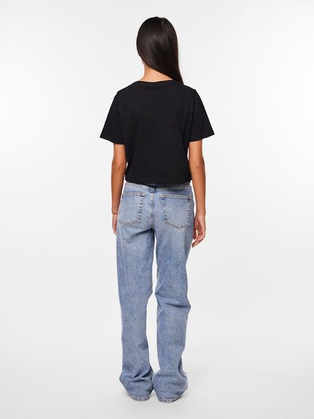 Pieces Cropped T-Shirt in Black