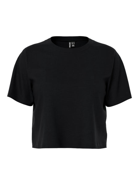 Pieces Cropped T-Shirt in Black