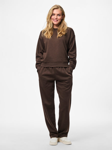 PIECES Straight Leg Joggers in Brown