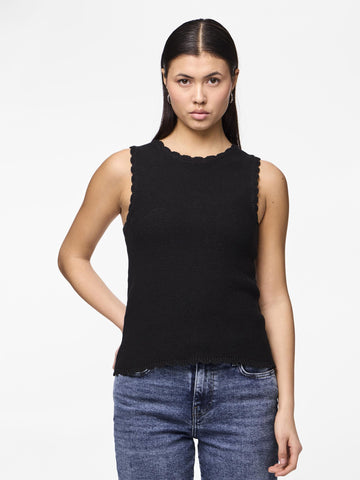 Pieces Knitted Tank Top in Black