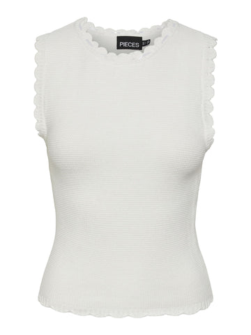Pieces Knitted Tank Top in White